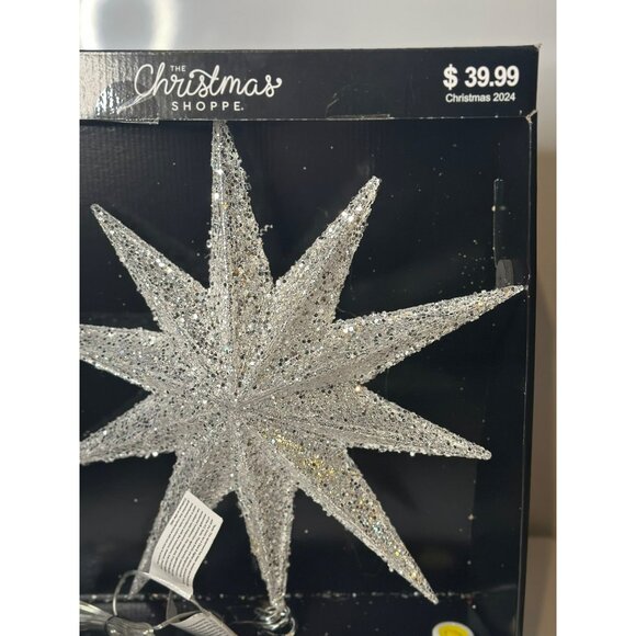 The Christmas Shoppe Electric 10-LED Glitter Star Tree Topper – Silver Light-Up - Picture 4 of 9